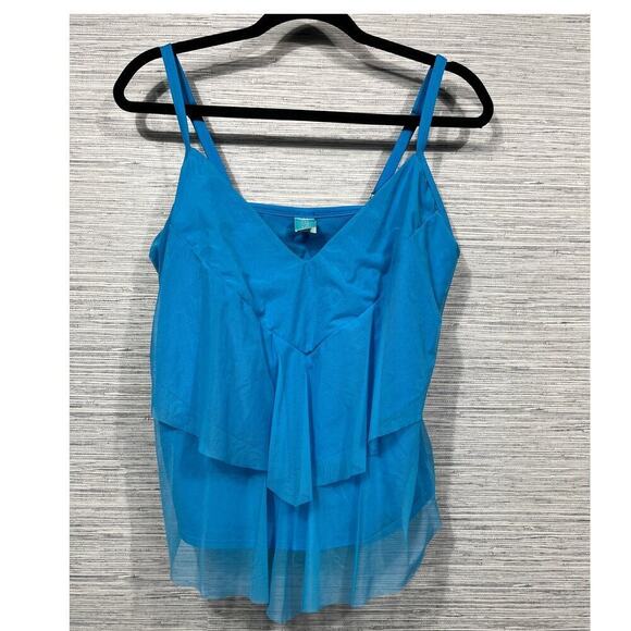 Sunsets California Ava Tiered Tankini Swimwear Set / Size- Top 36DD-Button 14 - Picture 2 of 15